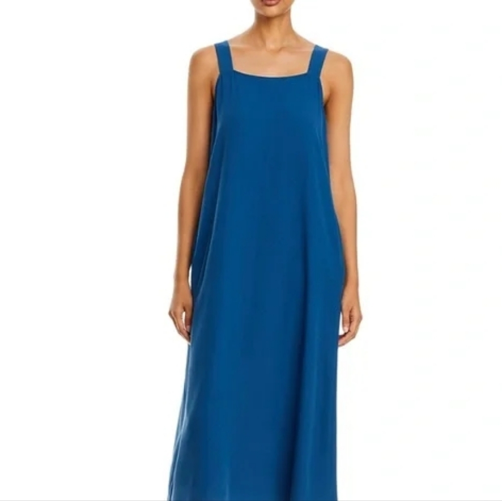 Coastal Seaside Cobalt Blue Midi Cotton tank dress Boohoo 16